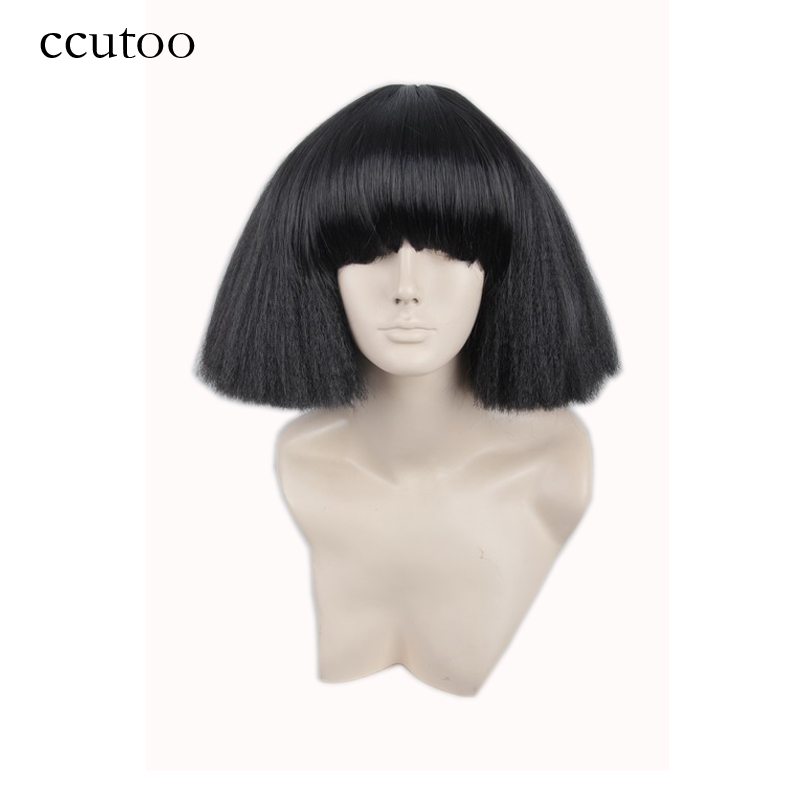 Ccutoo 40 cm 여성 골든 물결 모양의 긴 합성 머리 스타일 가발 플랫 bangs 내열성 섬유 코스프레 의상 가발 게임